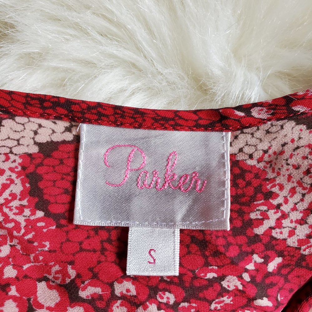 Parker Red Silk Snakeskin Print Blouson Dress Size Small - Picture 11 of 16